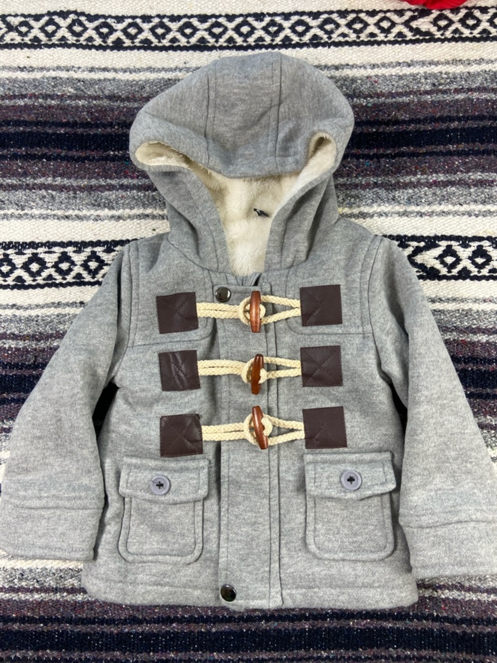 Vangull Gray Toggle Zip Kids boys girls toddler baby Jacket Fleece Coat Size 2T